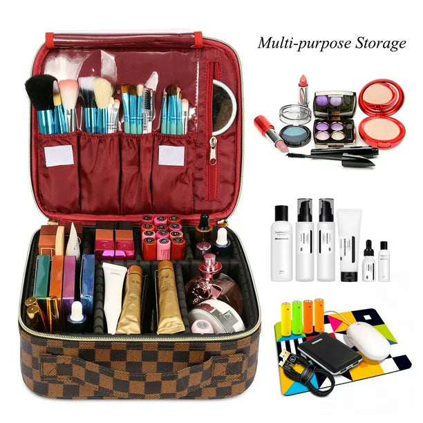 Dropship Checkered Makeup Bag; BAGMIND 2Pcs Travel Cosmetic Bags